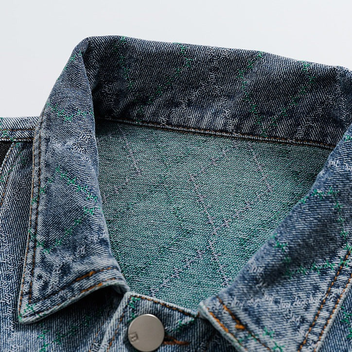 Ethnic embroidery patchwork sashiko denim jacket