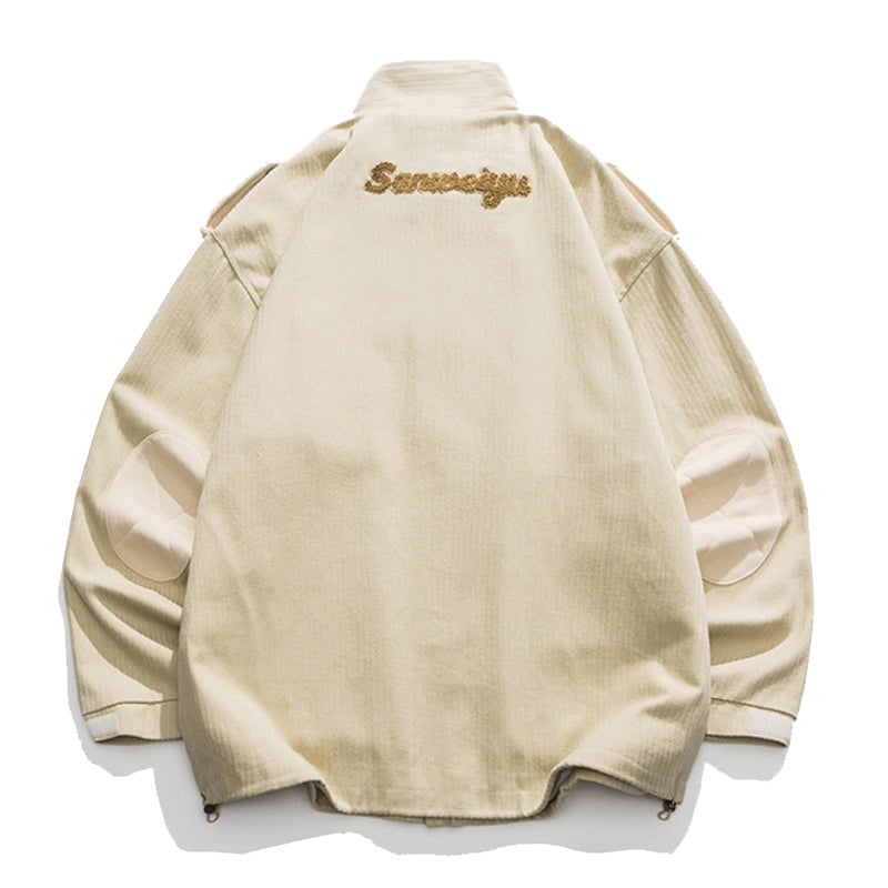 Color Scheme Large Capacity Pocket Stand Collar Jacket