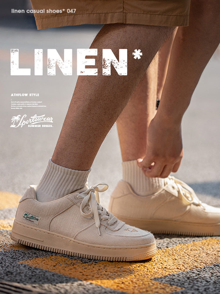 EMBROIDERED LINEN SKATE BOAT SHOES