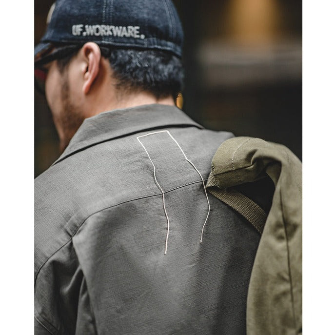 Drop shoulder cotton linen cuban shirt