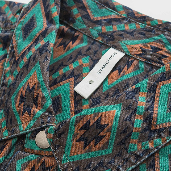 Ethnic pattern work shirt