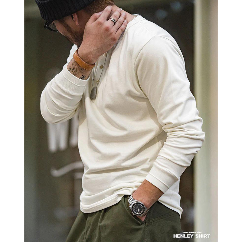 American Retro Long Sleeve Henley T-shirt