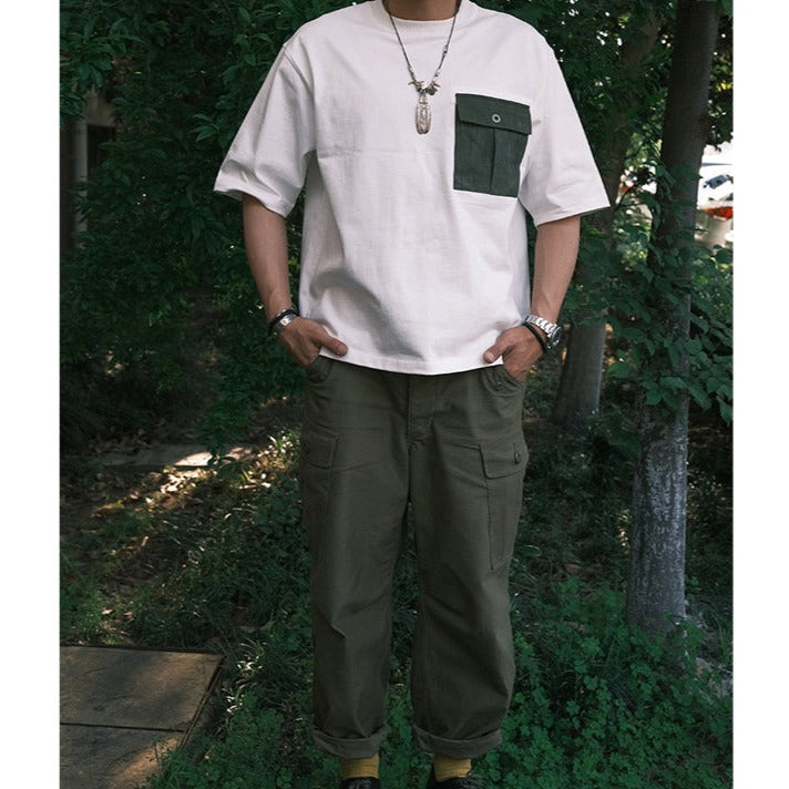 360g Heavyweight White T-shirt Military Pocket