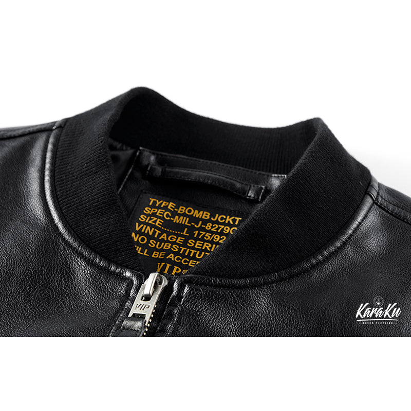 "Indian Apache Eagle Warrior" MA-1 Leather Flight Jacket