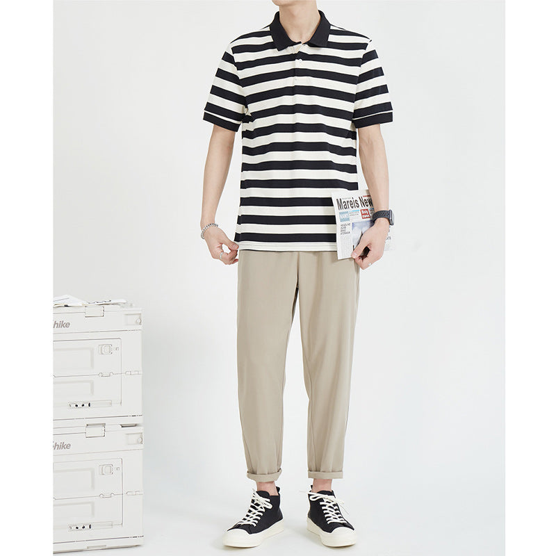 Fashion horizontal striped polo shirt