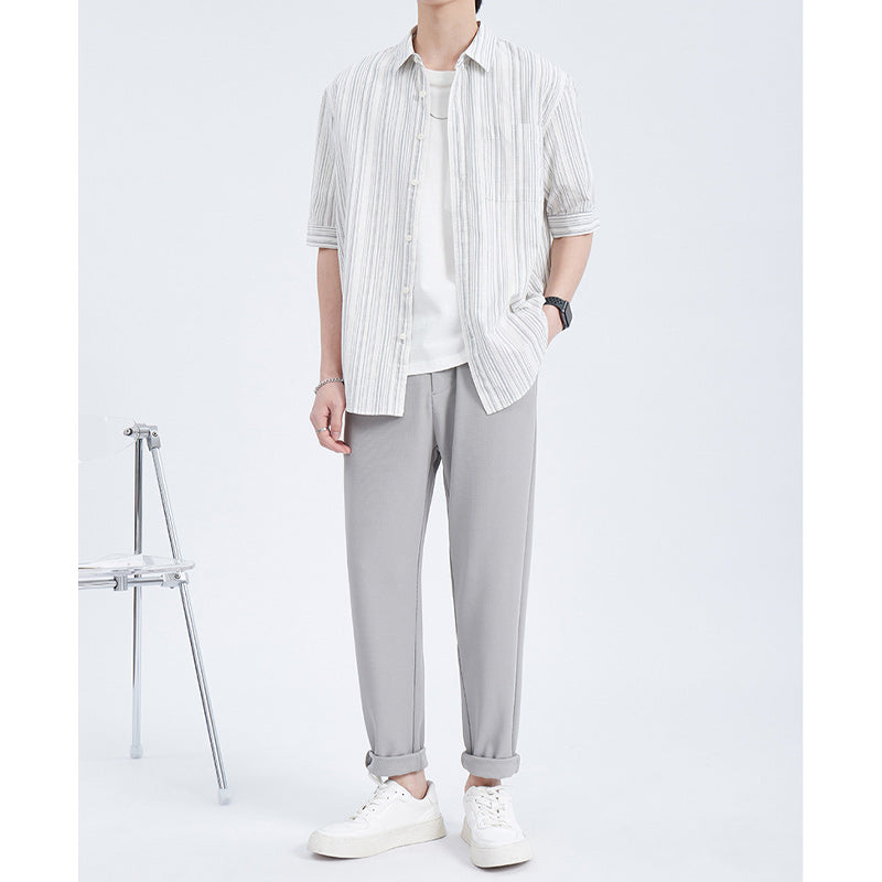 Temperament striped short-sleeved shirt