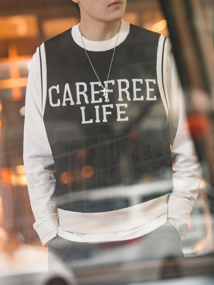 Ivy look crew neck knit vest