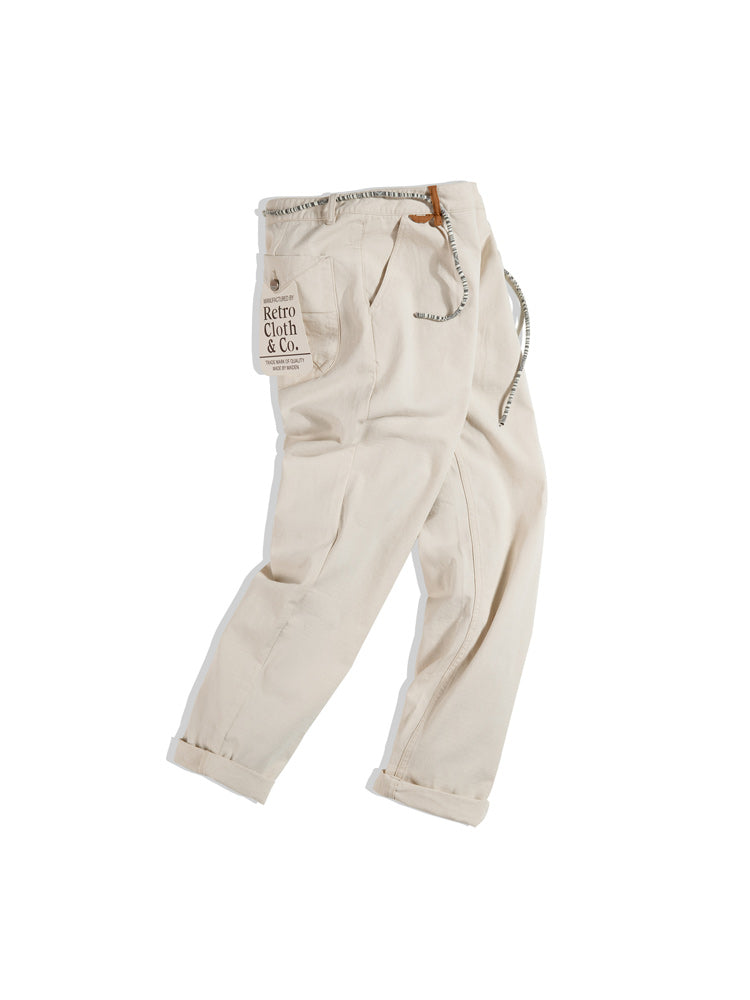 Natural cotton canvas trousers