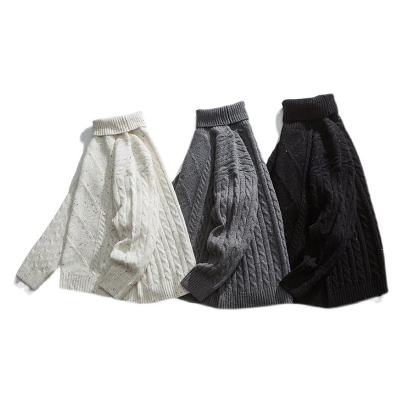 MIX color × cable knit turtleneck knit