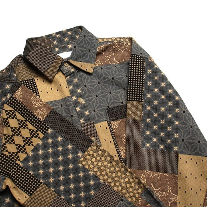Reconstruction Yarn-dyed boro patchwork shirt