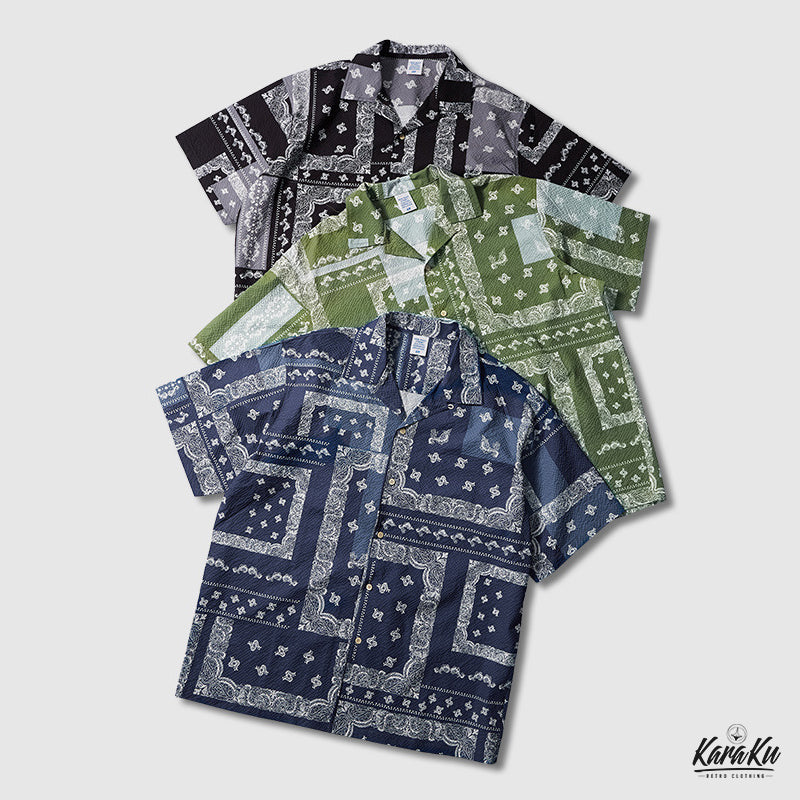 Paisley Seersucker Cuban Shirt