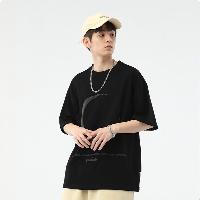 Pure cotton round neck alphabet casual short sleeve T-shirt