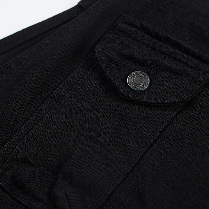ALL BLACK Overalls with one point rope