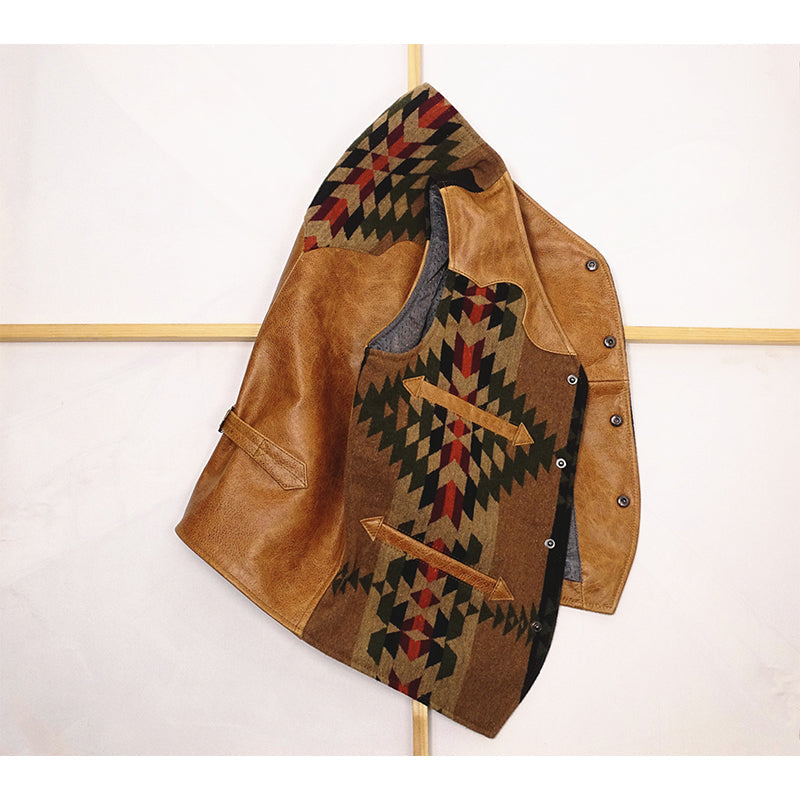 NAVAJO Navajo Waxed Leather Vest
