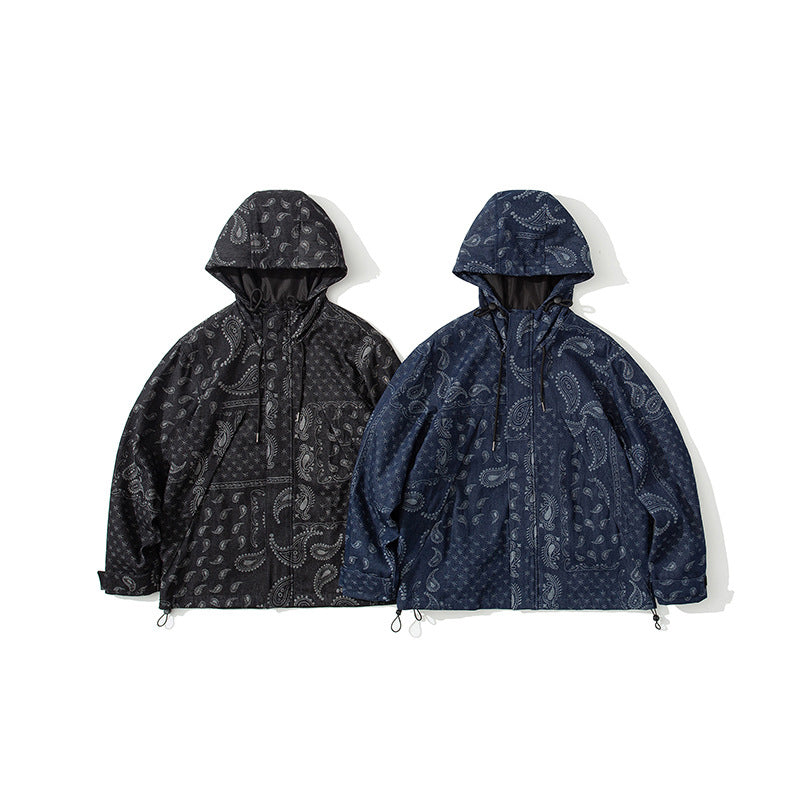 Paisley Pattern Denim Mountain Parka