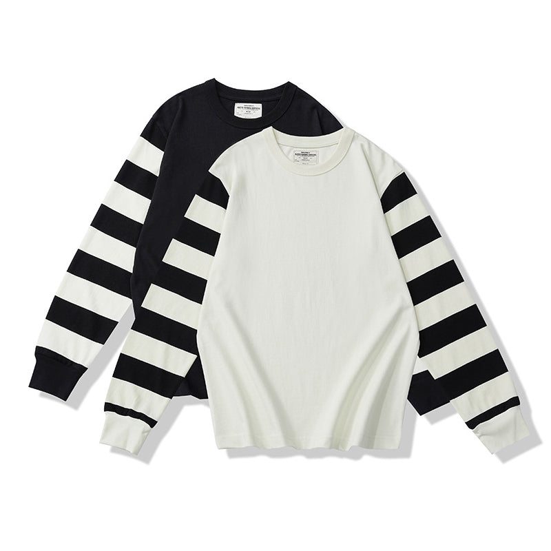 Sleeve border switching biker long T heavy weight