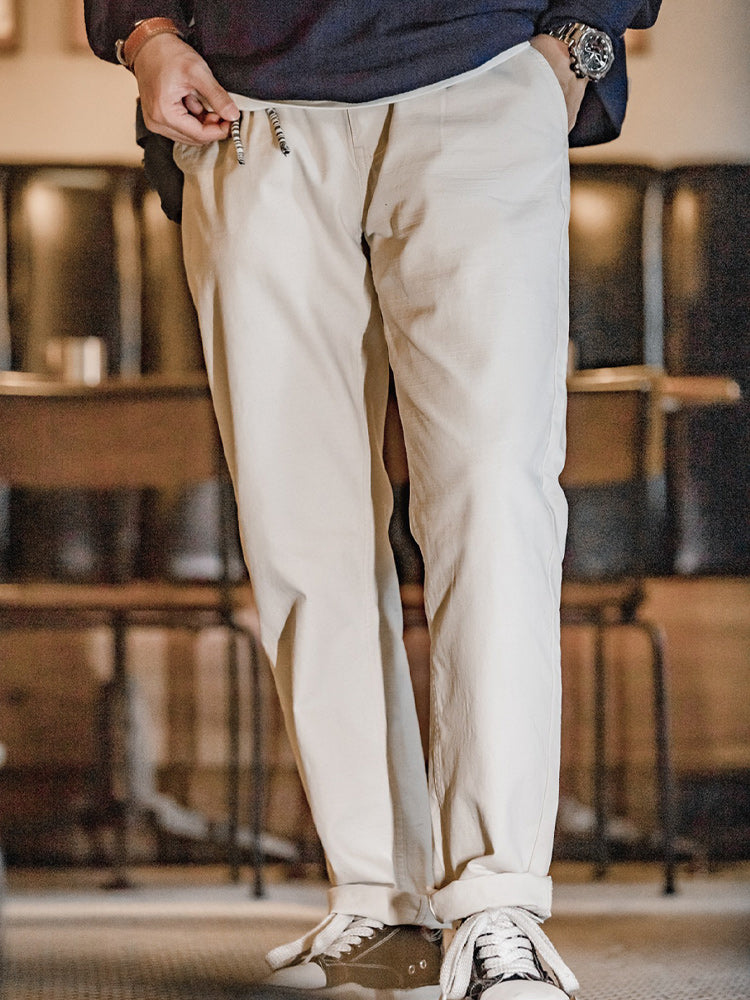 Natural cotton canvas trousers