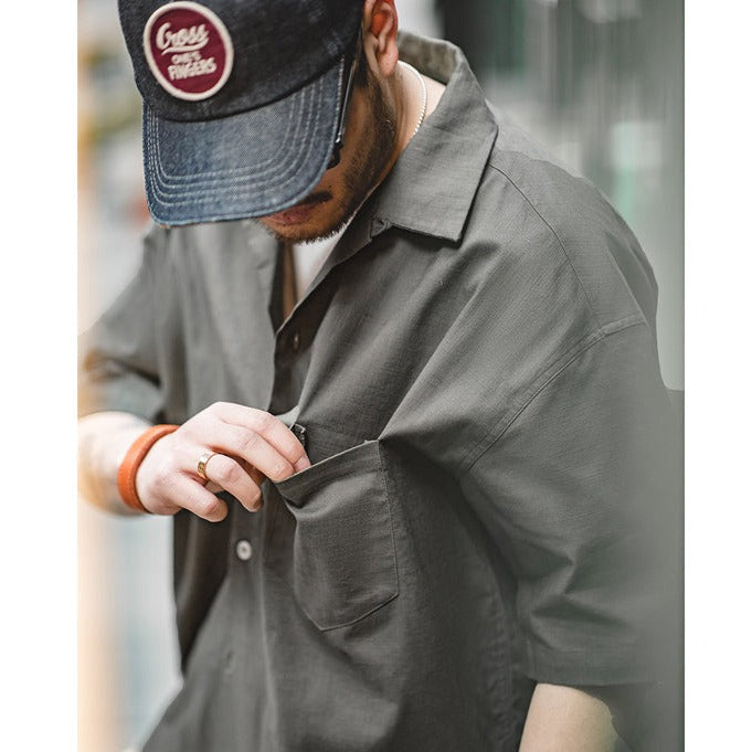 Drop shoulder cotton linen cuban shirt