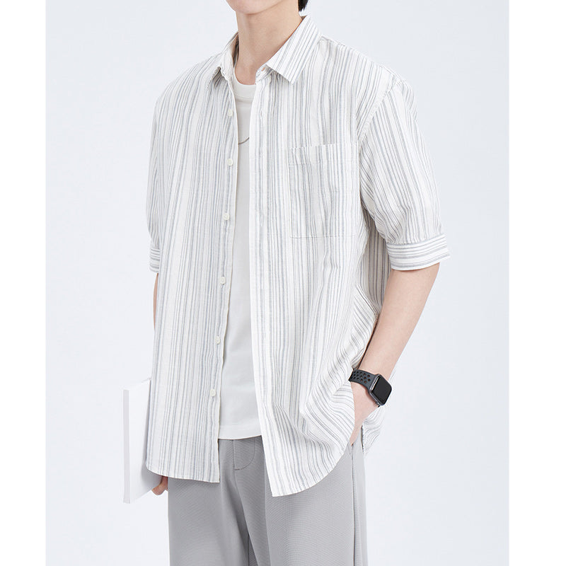 Temperament striped short-sleeved shirt