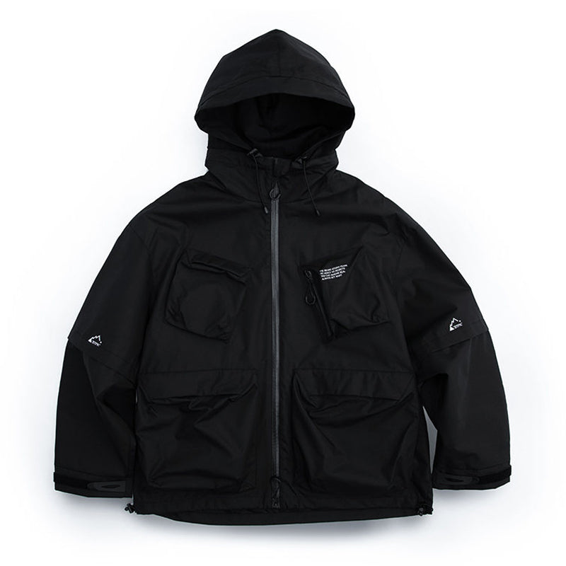 3D pocket hooded outdoor jacket