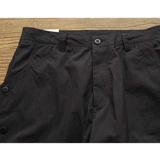 Military cargo pants with side buttons
