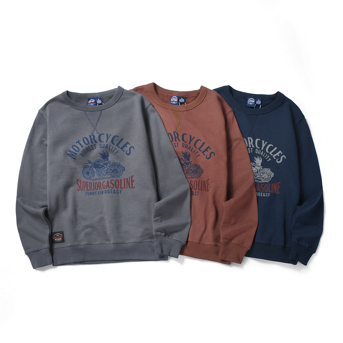 USNAVY back pile biker print sweat