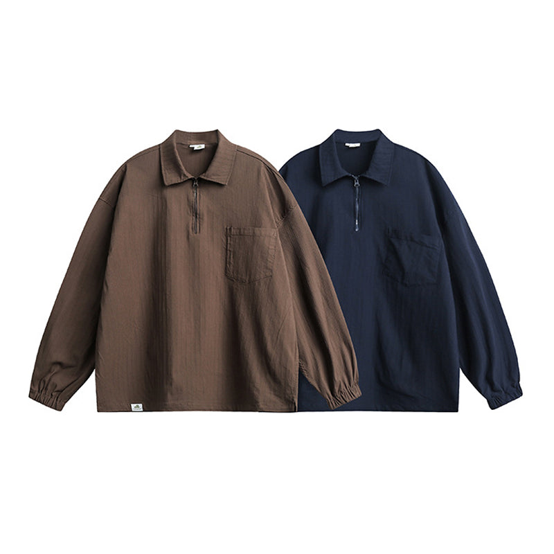 One pocket half zip long sleeve shirt