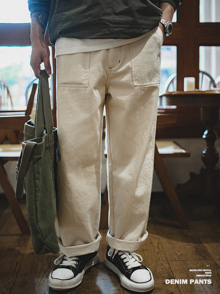11.2oz natural cotton sail white denim pants