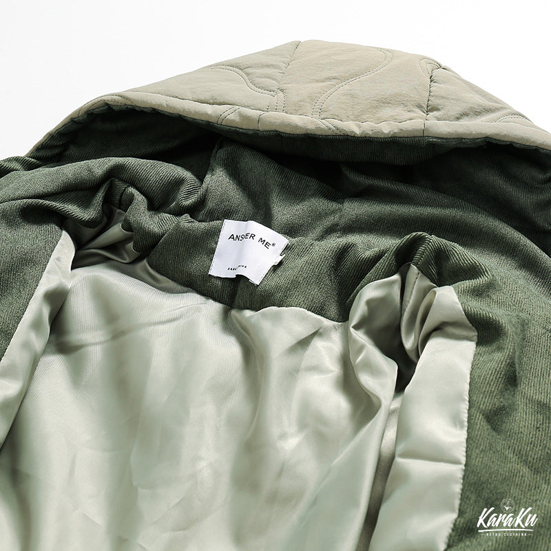 Hooded padded nylon quilted coat