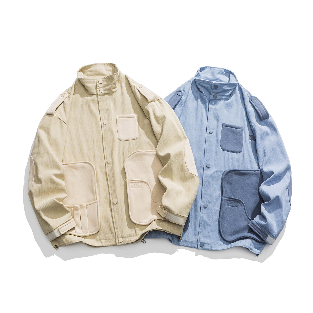 Color Scheme Large Capacity Pocket Stand Collar Jacket