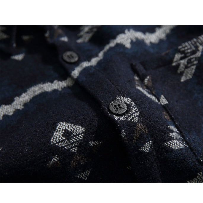 NAVAJO jacquard woven tweed shirt