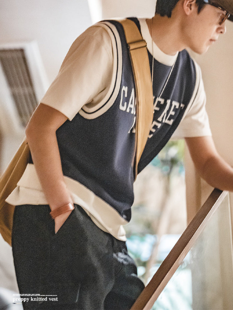 Ivy look crew neck knit vest