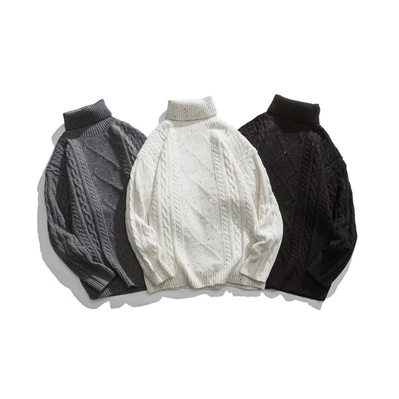 MIX color × cable knit turtleneck knit