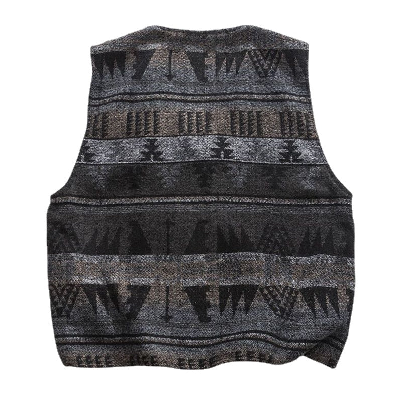 NAVAJO geometric pattern wool blend fishing vest