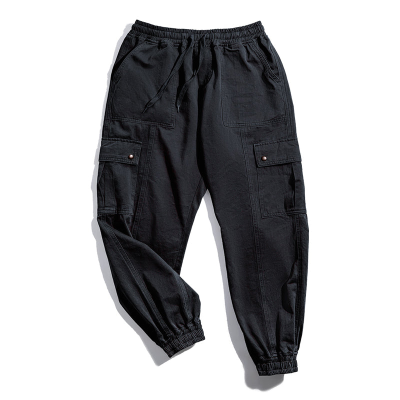 American casual cargo jogger pants with 6 pockets