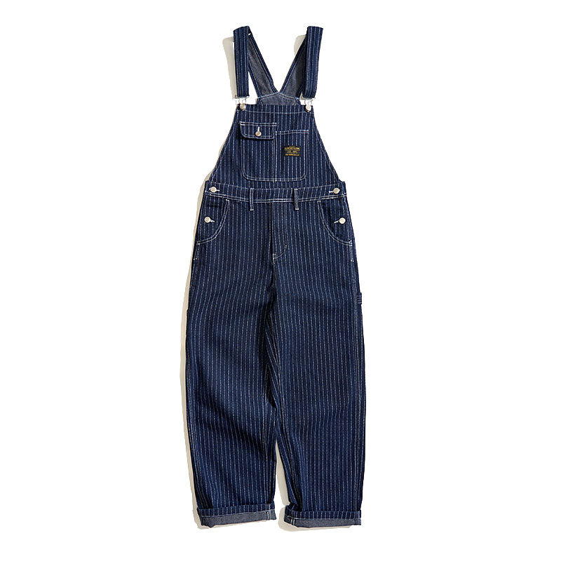 Wabash stripe denim overalls