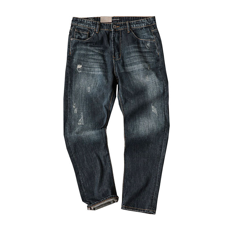 American casual damage straight denim pants