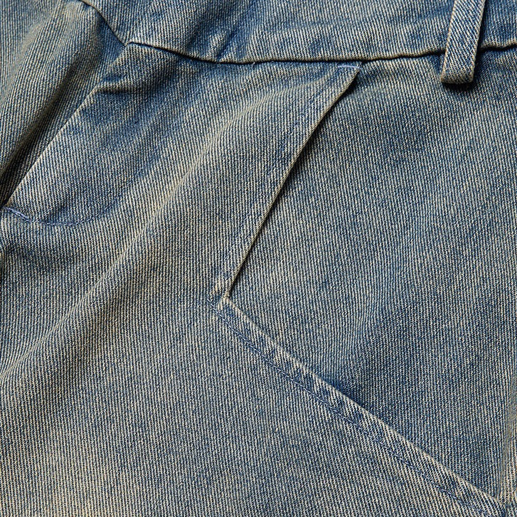 WASHED PATCHWORK WIDE DENIM PANTS