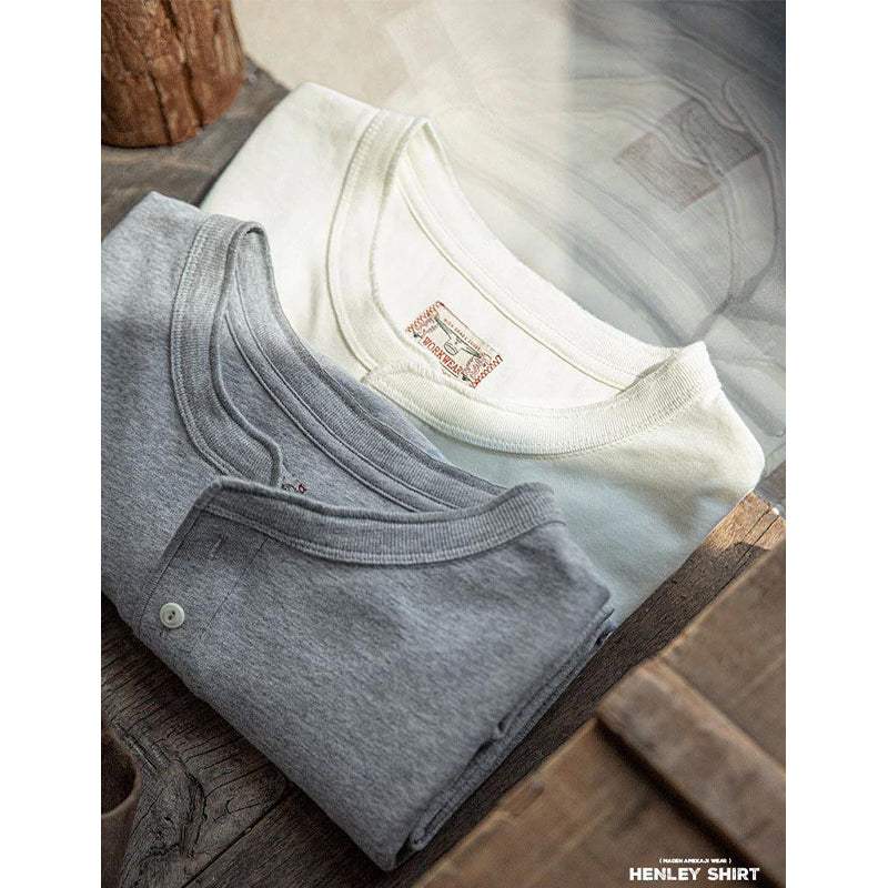 American Retro Long Sleeve Henley T-shirt