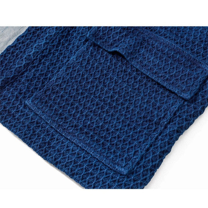 Craftsman handmade indigo dyed diamond braided short coat