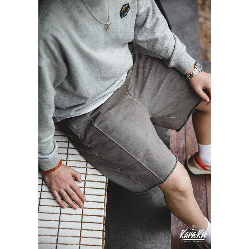 Heavyweight distressed knit shorts