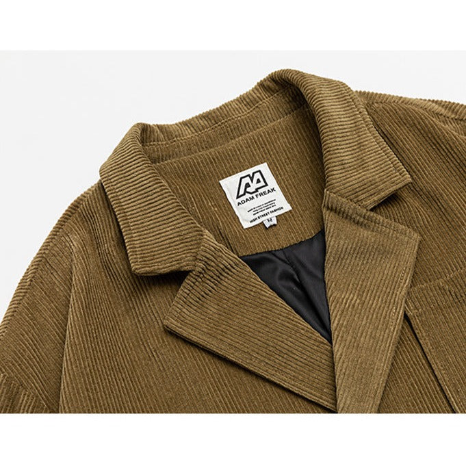 sleeve tuck corduroy double breasted jacket