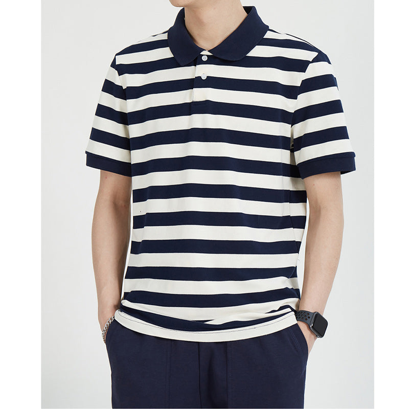 Fashion horizontal striped polo shirt