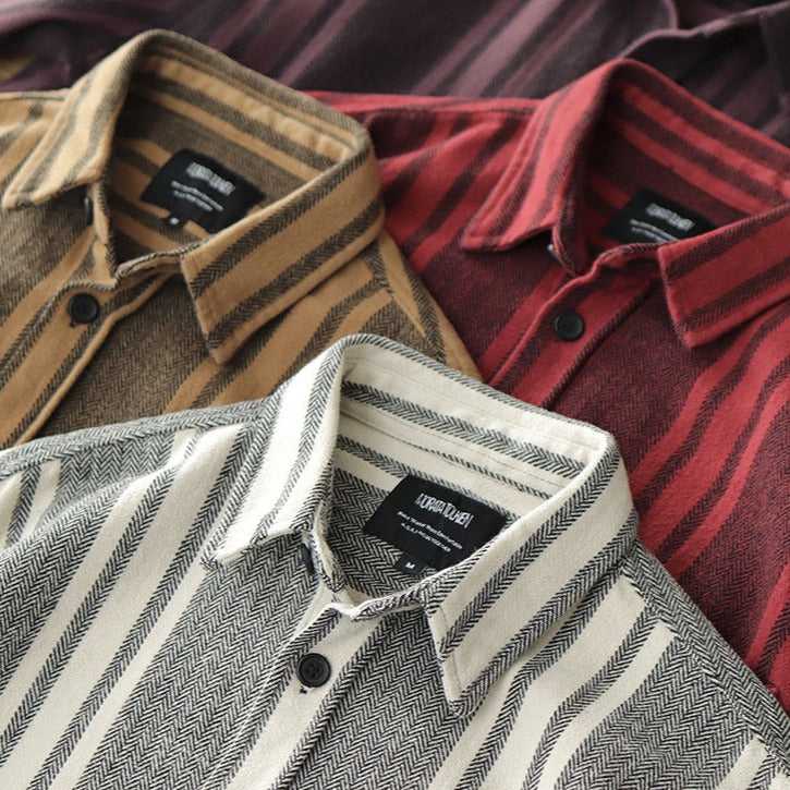 Herringbone striped work shirt