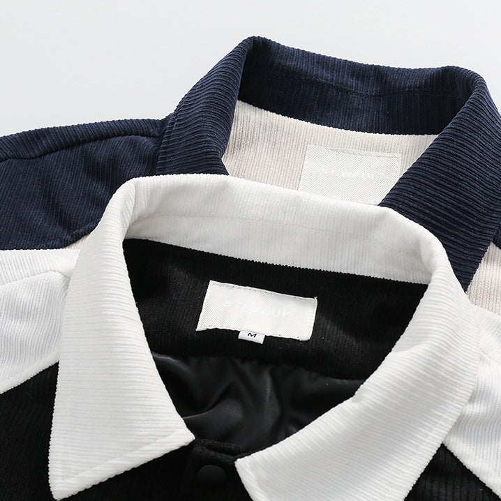 Embroidered corduroy color scheme switching jacket