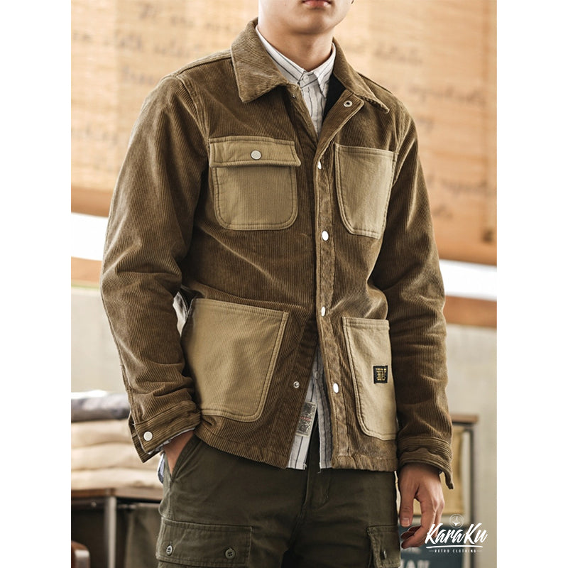 MULTI POCKET brushed back corduroy jacket