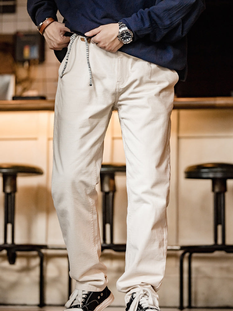 Natural cotton canvas trousers