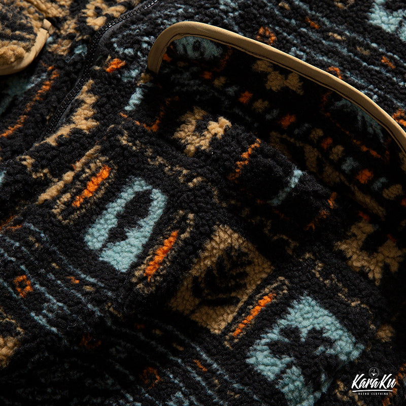 Ethnic style cotton fleece jacket