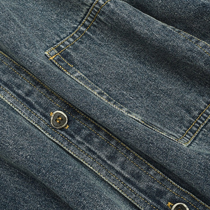 Used and washed denim work shirt