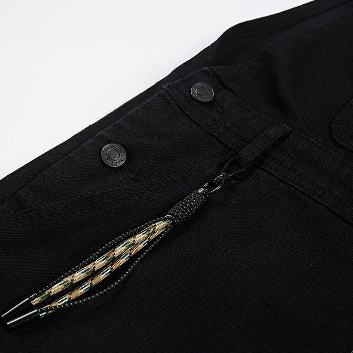 ALL BLACK Overalls with one point rope